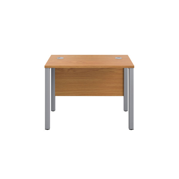 Jemini Rectangular Goal Post Desk 1000x600x730mm Nova Oak/Silver KF821403