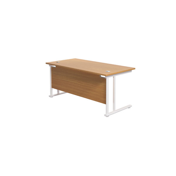 Jemini Rectangular Cantilever Desk 1600x800x730mm Nova Oak/White KF807124
