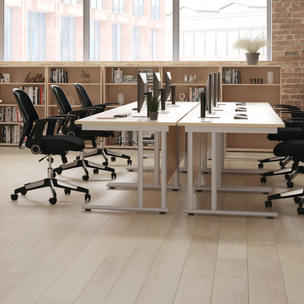 Jemini Rectangular Cantilever Desk 1600x600x730mm White/White KF806530