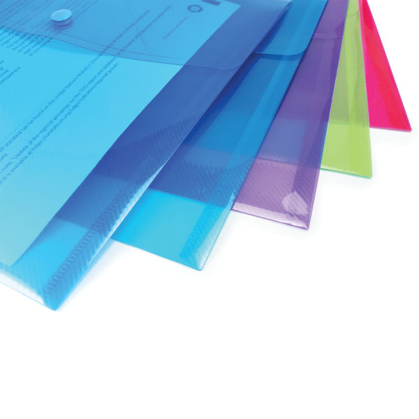 Rapesco Eco Recycled Popper Wallet A5 Assorted Bright Transparent (Pack of 5) 0689