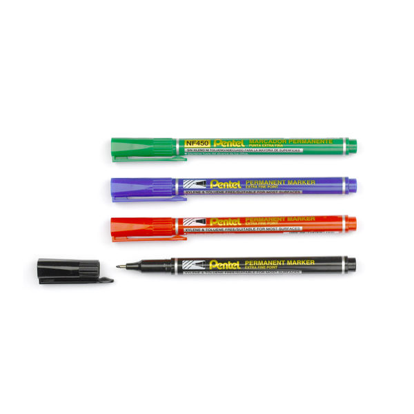 Pentel Permanent Marker Fine Assorted (Pack of 4) YNF450/4-M