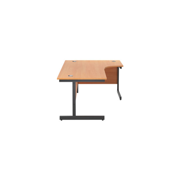 Jemini Radial Right Hand Cantilever Desk 1800x1200x730mm Dark Walnut/White KF802191