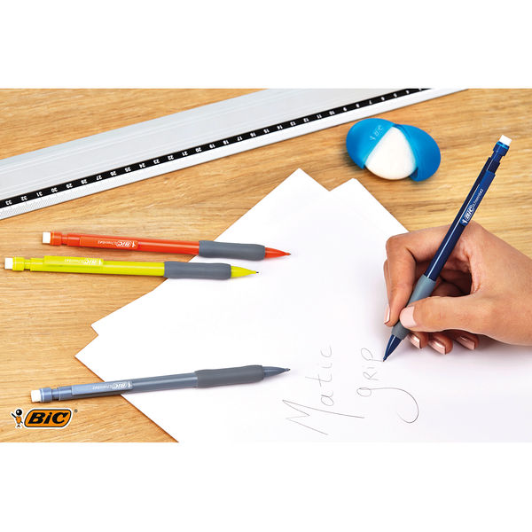 BIC Matic Grip Mechanical Assorted 0.7mm Pencils, Pack of 12 - 820961