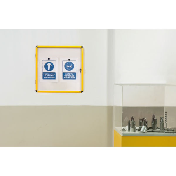 Bi-Office Ultrabrite Magnetic Display Case Acrylic Yellow Aluminium Frame 6xA4 VT6201601511