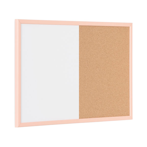 Bi-Office Pastel Magnetic Cork Combination Board Salmon Frame 60x40cm MX03106991