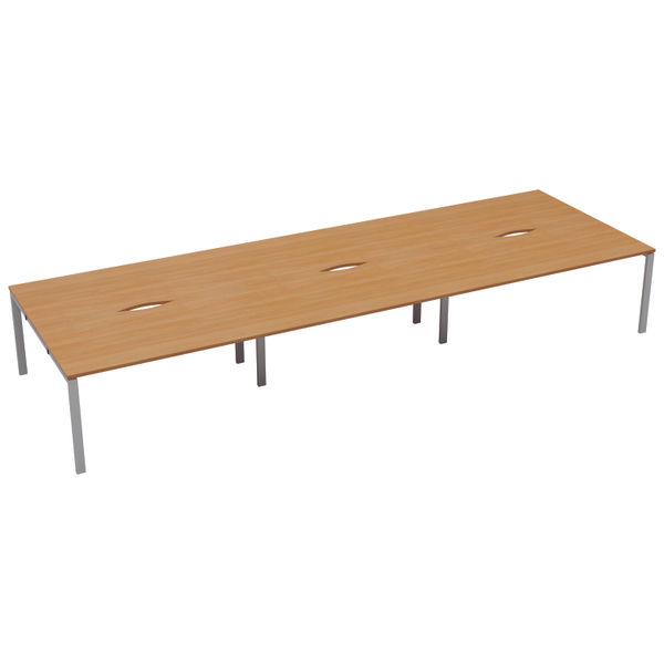 Jemini 6 Person Bench Desk 4800x1600x730mm Beech/White KF809500