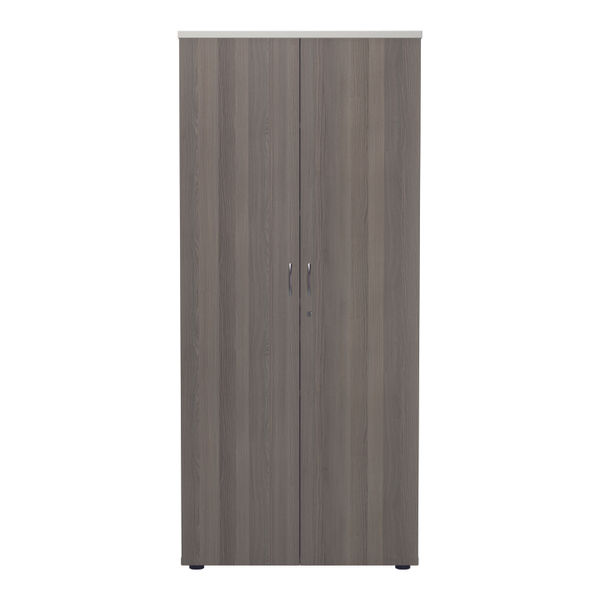 Jemini Wooden Cupboard 800x450x1800mm White/Grey Oak KF810728