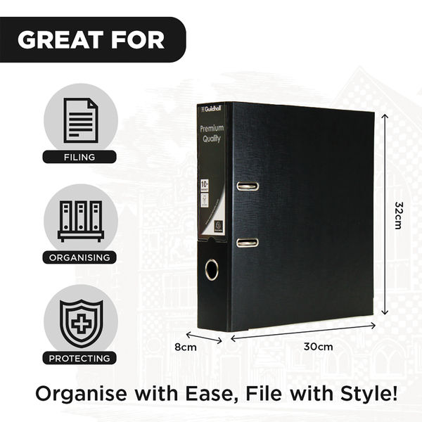 Exacompta Guildhall 80mm Lever Arch File A4 Black (Pack of 10) 222/2000Z