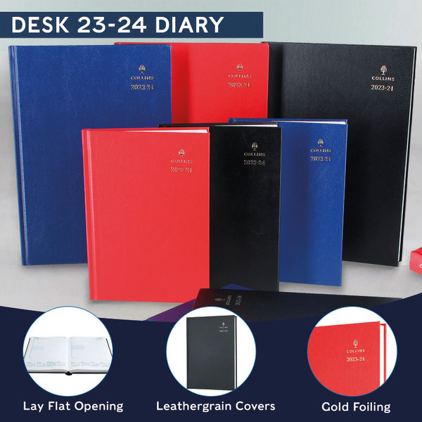 Collins Academic Diary Day Per Page A4 Blue 2023-2024 44M-15.24