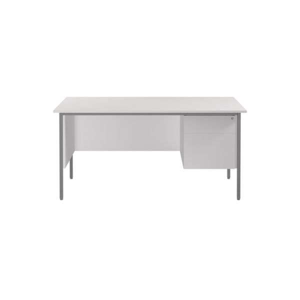 Serrion Rectangular 2 Drawer Pedestal 4 Leg Desk 1500x750x730mm White KF800059