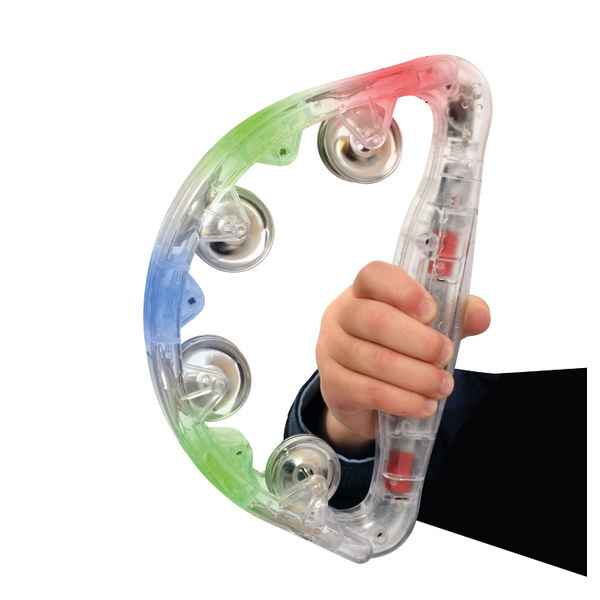 Flashing LED Light Up Tambourine Plastic Large STAM