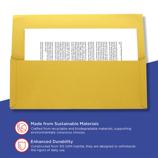 Exacompta Guildhall Full Flap Pocket Wallet Foolscap Yellow (Pack of 50) PW2-YLW
