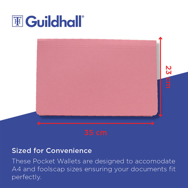 Exacompta Guildhall Full Flap Pocket Wallet Foolscap Pink (Pack of 50) PW2-PNK