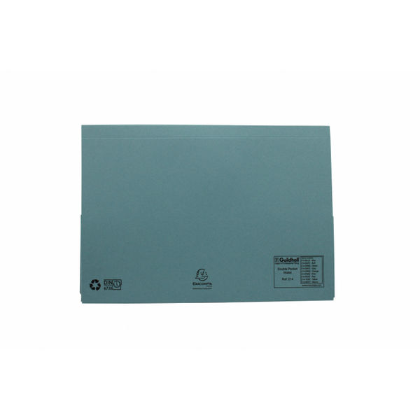 Exacompta Guildhall Legal Double Pocket Wallet Foolscap Blue (Pack of 25) 214-BLU