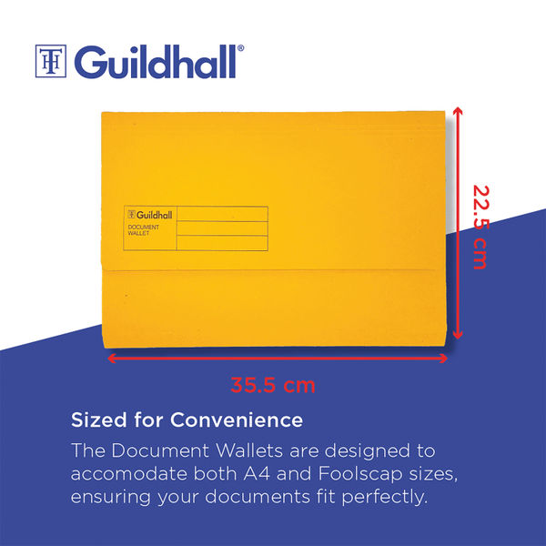 Exacompta Guildhall Document Wallet Foolscap Yellow (Pack of 50) GDW1-YLW