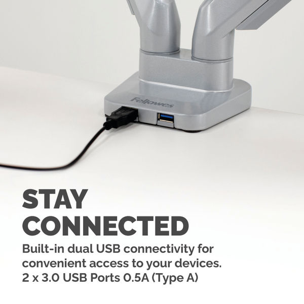 Fellowes Platinum Series Dual Monitor Arm Silver 8056501