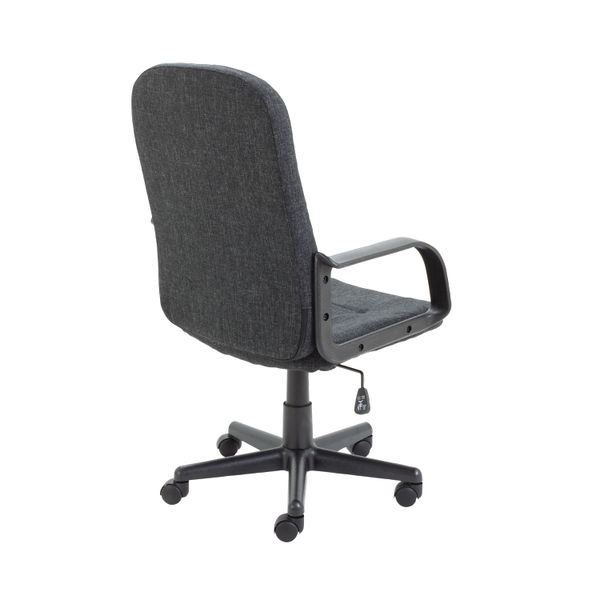 Jemini Jack 2 Executive Swivel Chair with Fixed Arms 620x600x1020-1135mm Fabric Charcoal KF79889