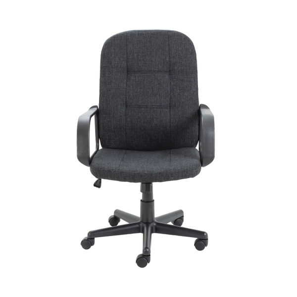 Jemini Jack 2 Executive Swivel Chair with Fixed Arms 620x600x1020-1135mm Fabric Charcoal KF79889