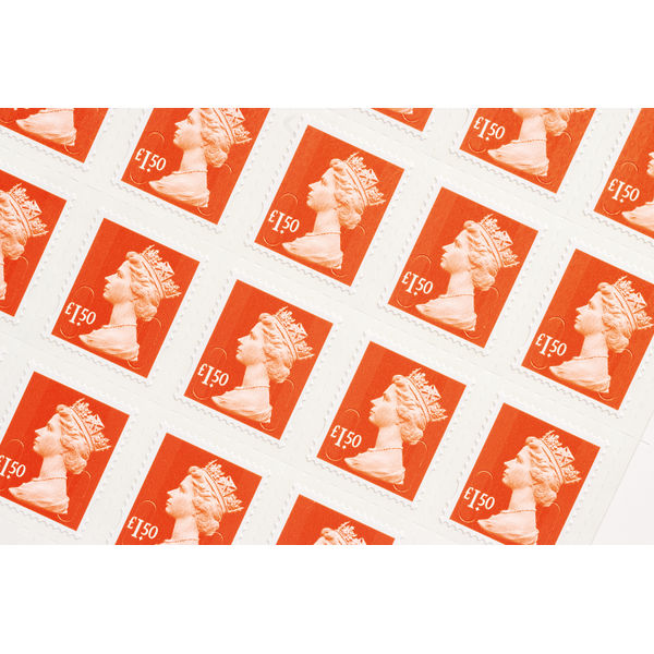 Royal Mail £1.50 Postage Stamps x 50 Pack (Self Adhesive Stamp Sheet)