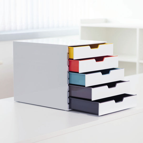 Durable VARICOLOR Desktop Organiser 5 Drawer Colour Coded Modular Storage A4+ 762527