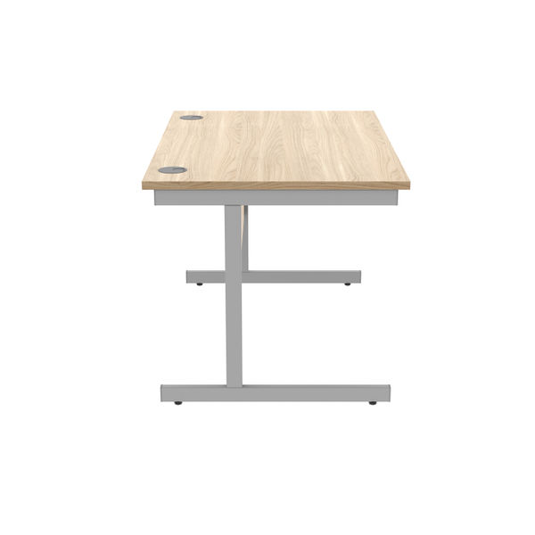 Astin Rectangular Single Upright Cantilever Desk 1200x800x730mm Canadian Oak/Silver KF803158