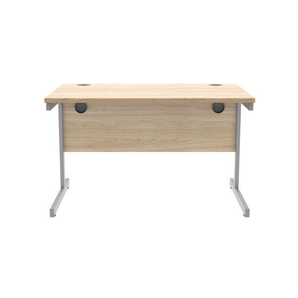 Astin Rectangular Single Upright Cantilever Desk 1200x800x730mm Canadian Oak/Silver KF803158