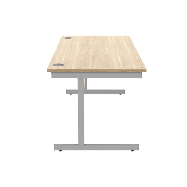 Astin Rectangular Single Upright Cantilever Desk 1600x800x730mm Canadian Oak/Silver KF803297