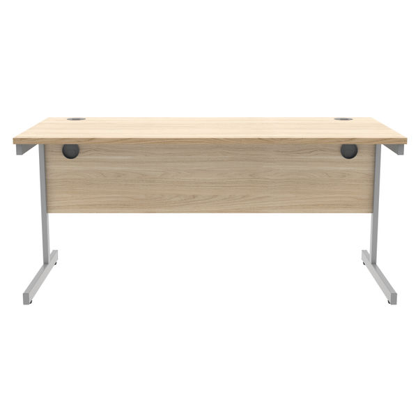 Astin Rectangular Single Upright Cantilever Desk 1600x800x730mm Canadian Oak/Silver KF803297