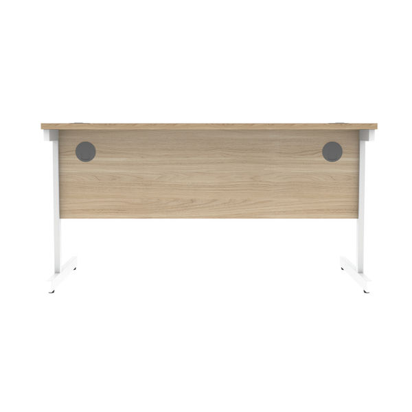 Astin Rectangular Single Upright Cantilever Desk 1400x800x730mm Canadian Oak/Arctic White KF803487