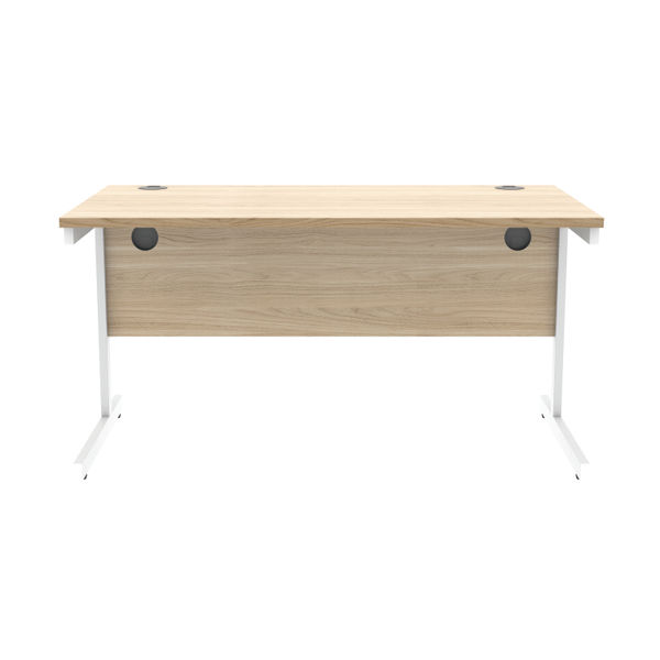 Astin Rectangular Single Upright Cantilever Desk 1400x800x730mm Canadian Oak/Arctic White KF803487