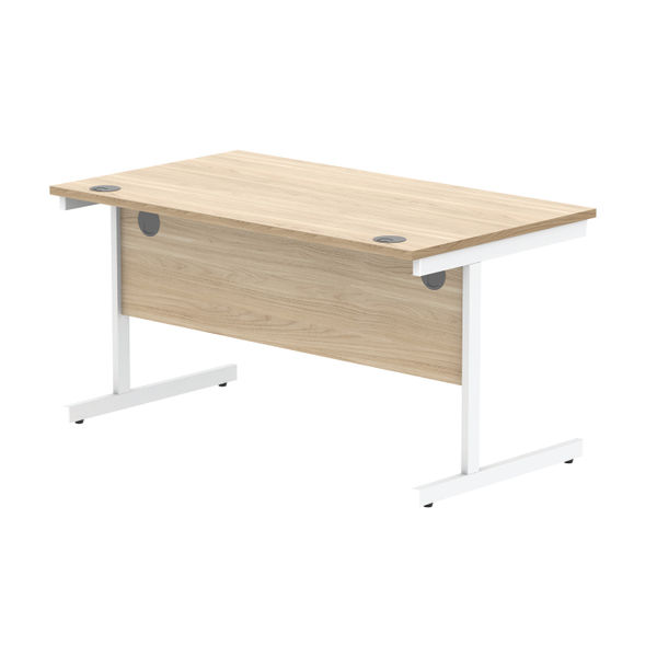 Astin Rectangular Single Upright Cantilever Desk 1600x800x730mm Canadian Oak/Arctic White KF803497