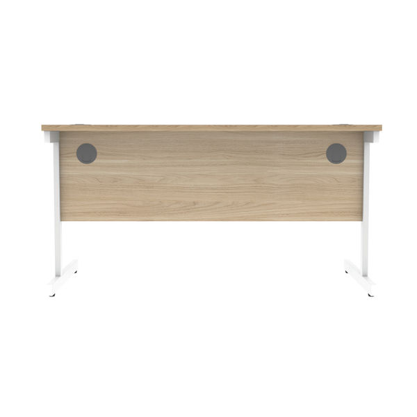 Astin Rectangular Single Upright Cantilever Desk 1600x800x730mm Canadian Oak/Arctic White KF803497