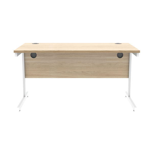 Astin Rectangular Single Upright Cantilever Desk 1600x800x730mm Canadian Oak/Arctic White KF803497
