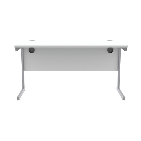 Astin Rectangular Single Upright Cantilever Desk 1400x600x730mm Arctic White/Silver KF803517