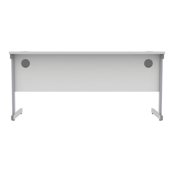 Astin Rectangular Single Upright Cantilever Desk 1600x600x730mm Arctic White/Silver KF803527