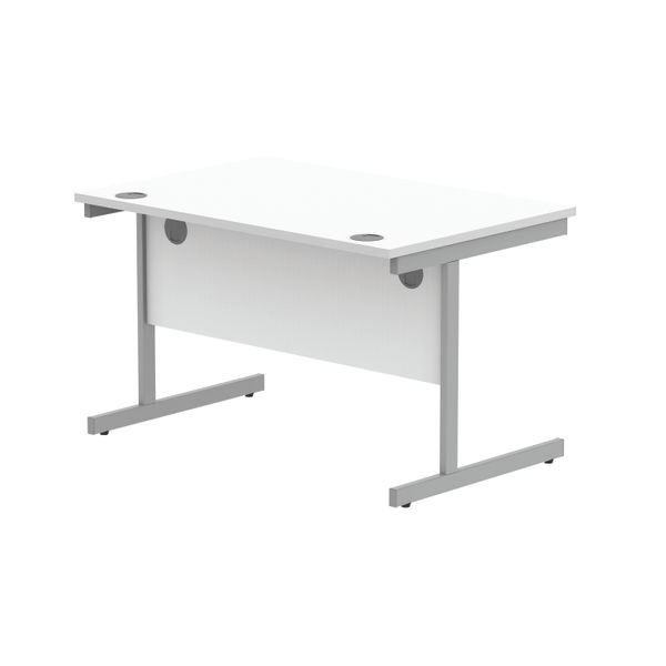 Astin Rectangular Single Upright Cantilever Desk 1200x800x730mm Arctic White/Silver KF803537