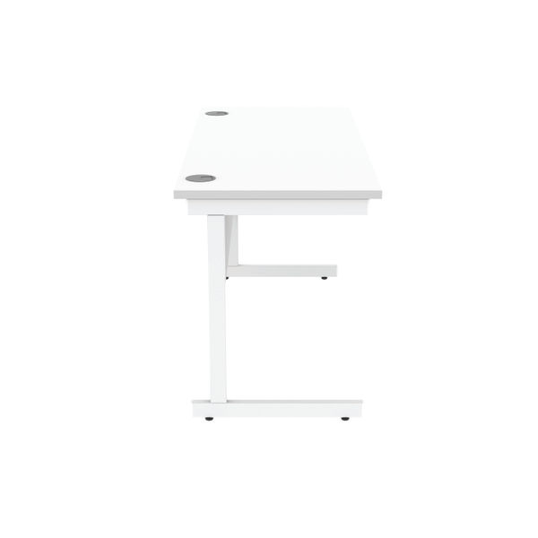 Astin Rectangular Single Upright Cantilever Desk 1400x600x730mm Arctic White/Arctic White KF803587