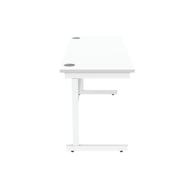 Astin Rectangular Single Upright Cantilever Desk 1600x600x730mm Arctic White/Arctic White KF803597