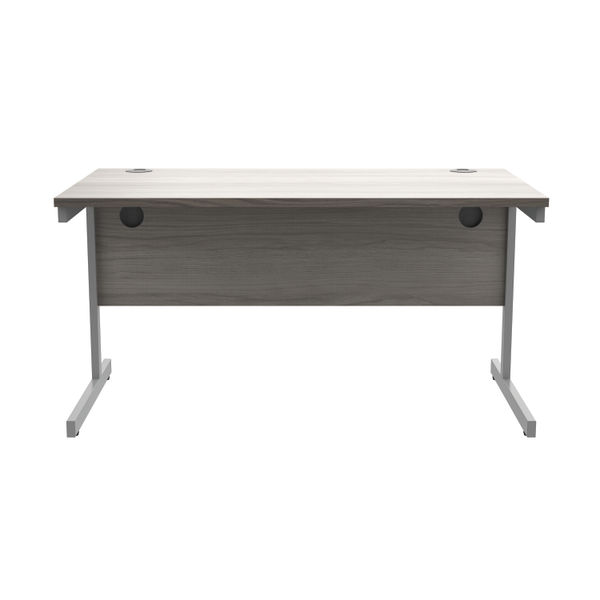Astin Rectangular Single Upright Cantilever Desk 1400x800x730mm Alaskan Grey Oak/Silver KF803687
