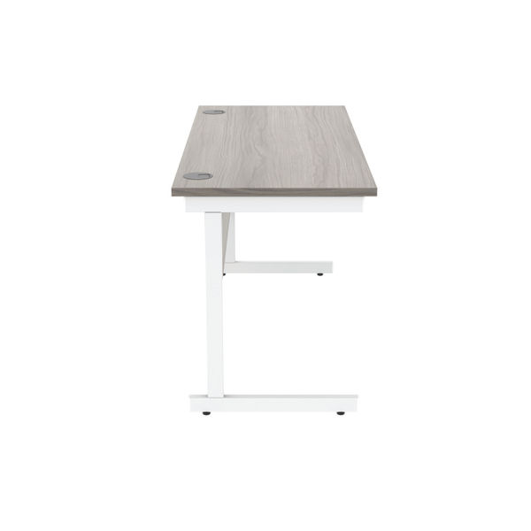 Astin Rectangular Single Upright Cantilever Desk 1400x600x730 Alaskan Grey Oak/Arctic White KF803717