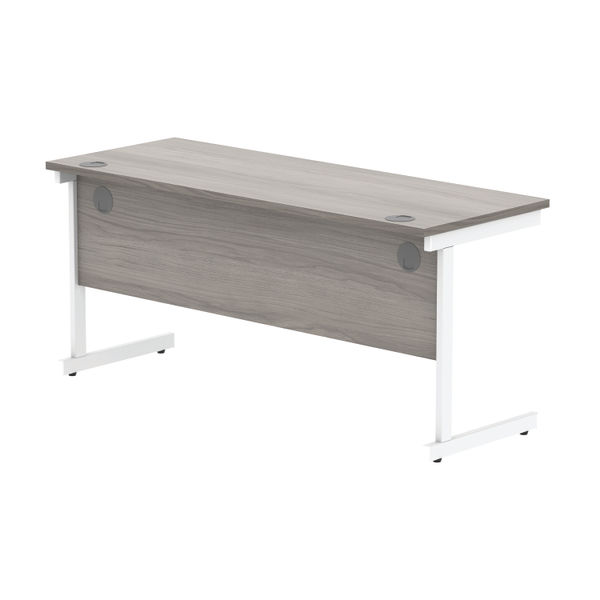 Astin Rectangular Single Upright Cantilever Desk 1600x600x730 Alaskan Grey Oak/Arctic White KF803727