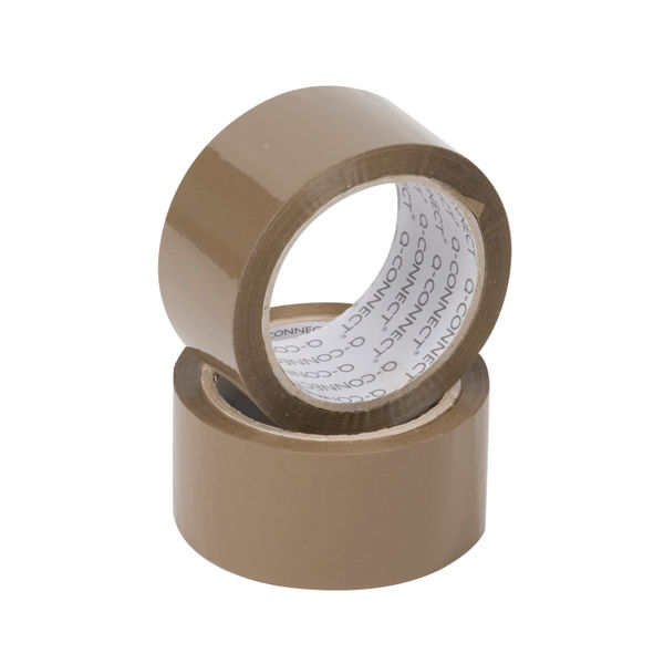 Q-Connect 50mm x 66m Brown Packaging Tape Pack of 6 | KF27010