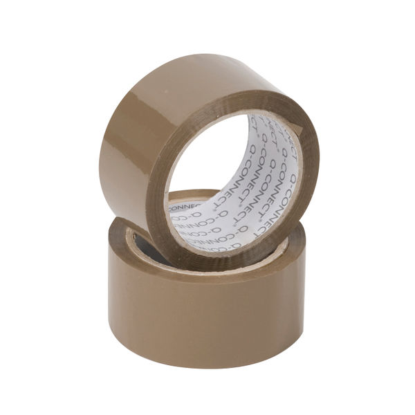 Q-Connect Polypropylene Packaging Tape 50mmx66m Brown (6 Pack) KF27010