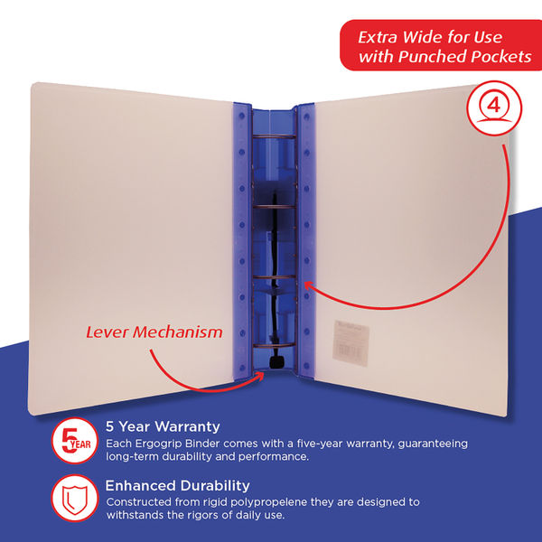 Guildhall GLX Ergogrip Ring Binder Frosted A4 Blue (Pack of 2) 4542