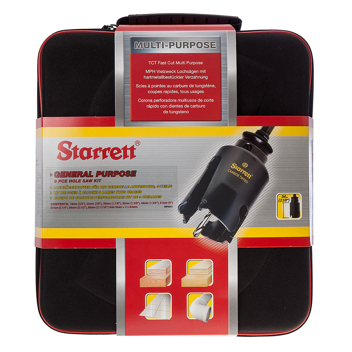 Toolstop Starrett KMP09021 TCT Fast Cut MultiPurpose Holesaw Kit (9