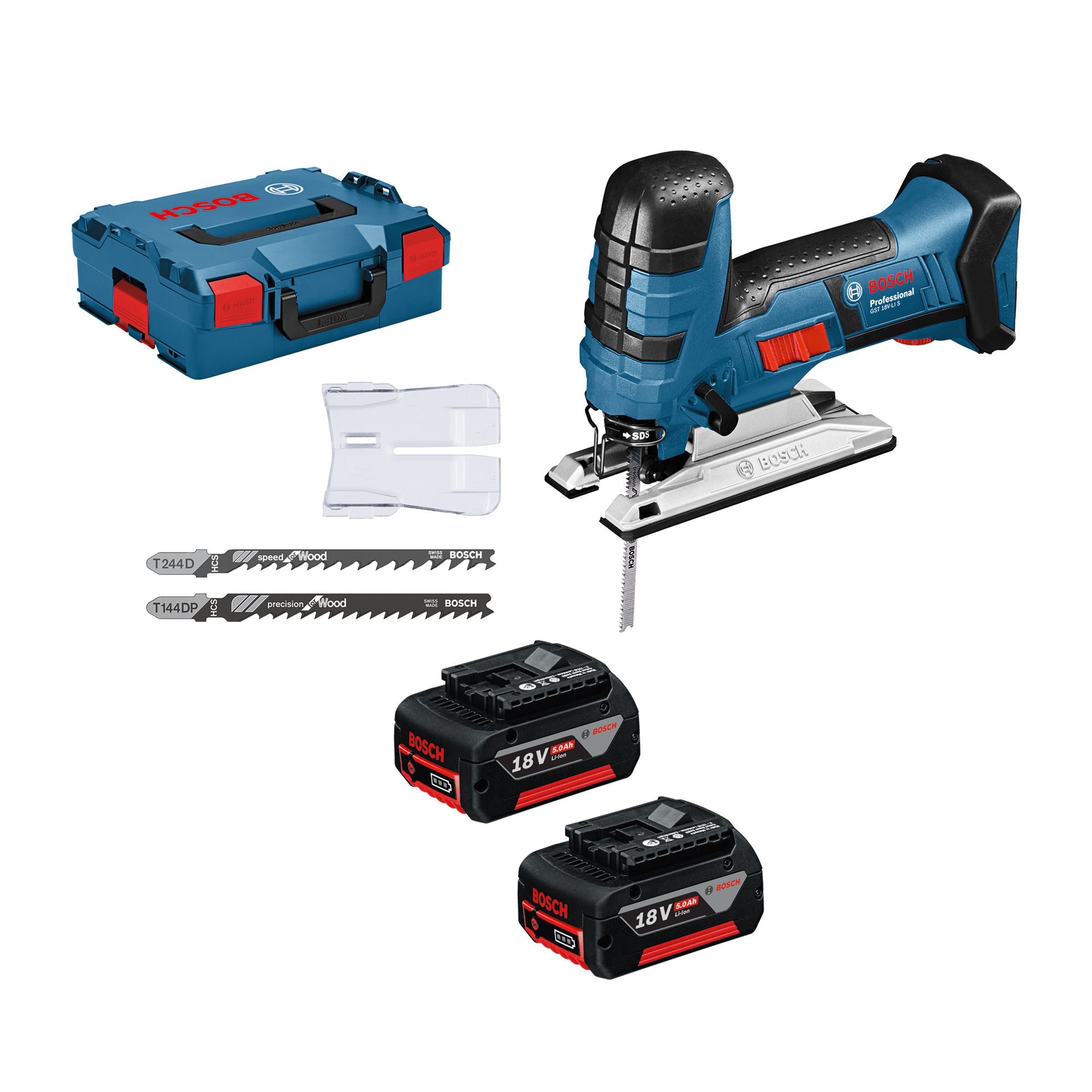 Toolstop Bosch GST 18VLi S Professional Jigsaw (2 x 5.0Ah Batteries)