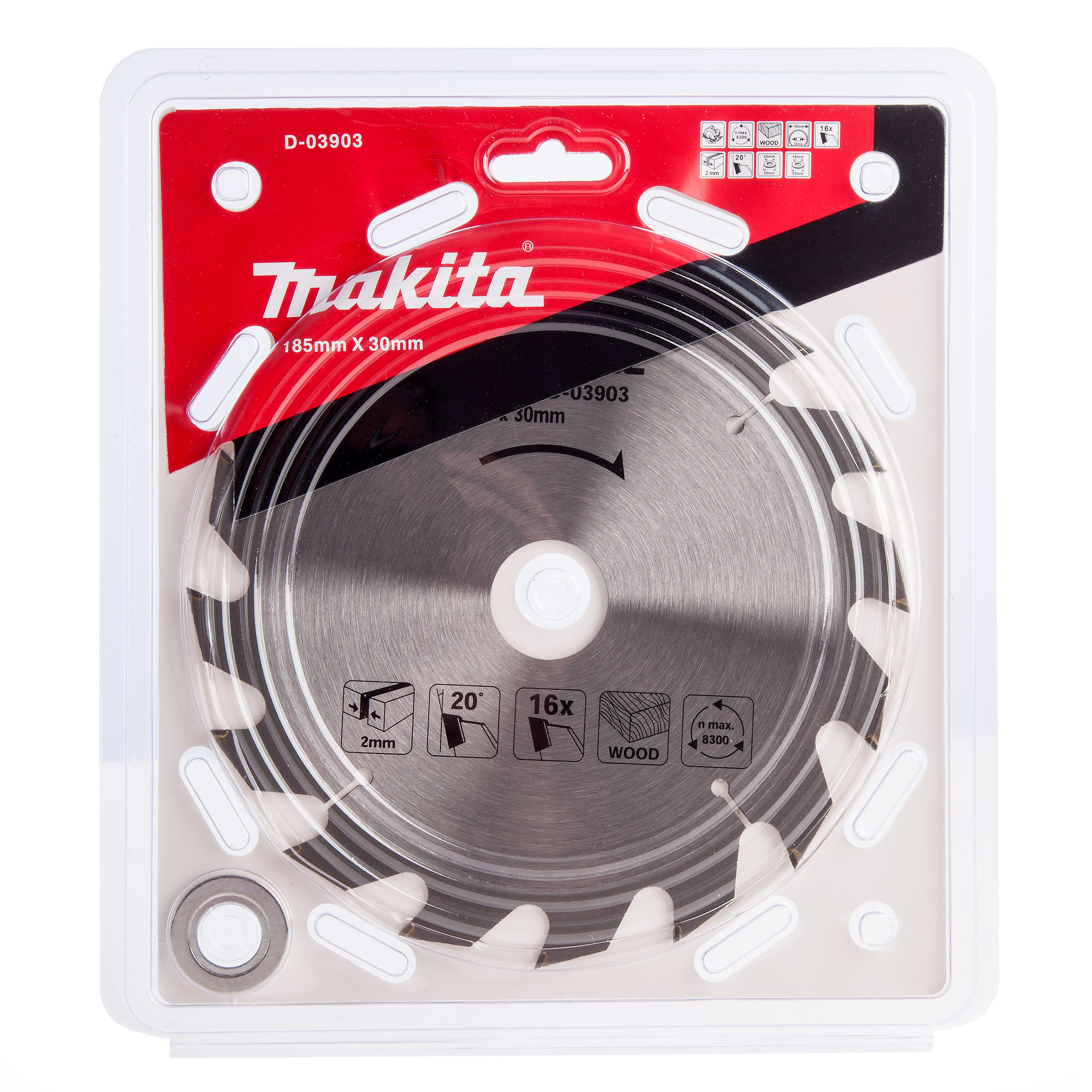 Toolstop Makita D03903 Circular Saw Blade for Wood 185mm x 30mm x 16T