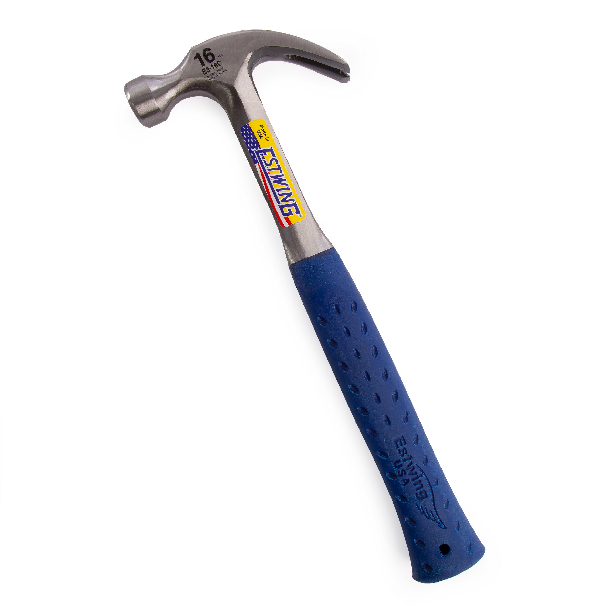 Toolstop Estwing E3/16C Curved Claw Hammer Vinyl Grip 16 Oz