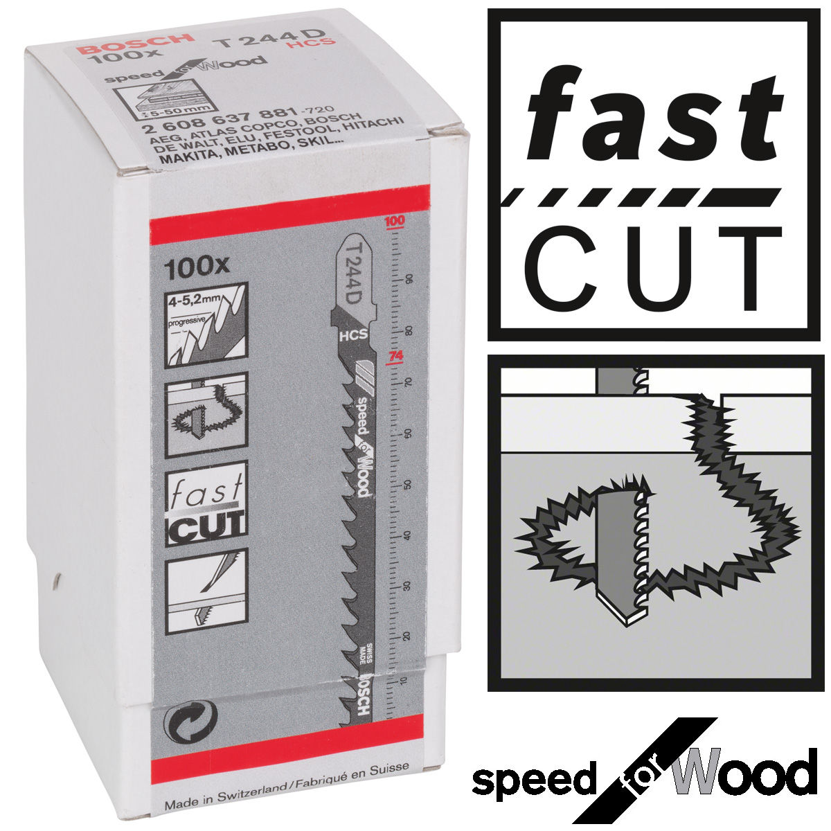 Bosch Jigsaw Blade T 244 D Speed For Wood Business Office