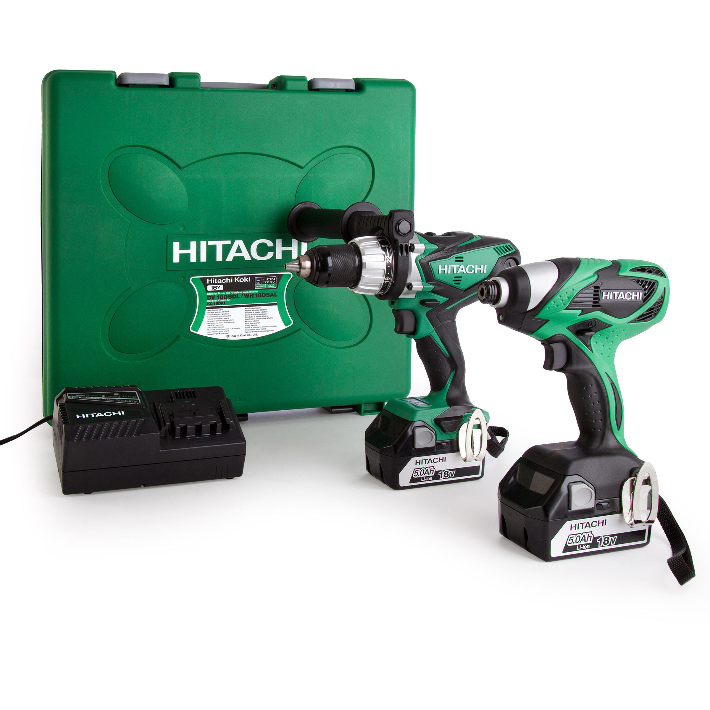 Toolstop Hitachi KC18DKL/JB 18V Cordless Liion 2 Piece Combi Drill